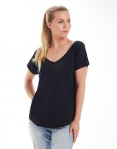 Damski T-Shirt Loose Fit V Neck