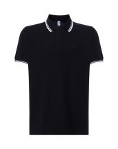 Polo męskie JHK PORA 210 CONTRAST BLACK/WHITE