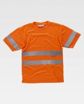 T-shirt ostrzegawczy, jednokolorowy - ORANGE FLUOR