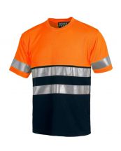 T-shirt ostrzegawczy, dwukolorowy - ORANGE FLUOR