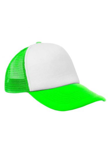 Czapka pięciopanelowa TRUCKER poliester 100% CZA610 - LIME FLUOR / WHITE