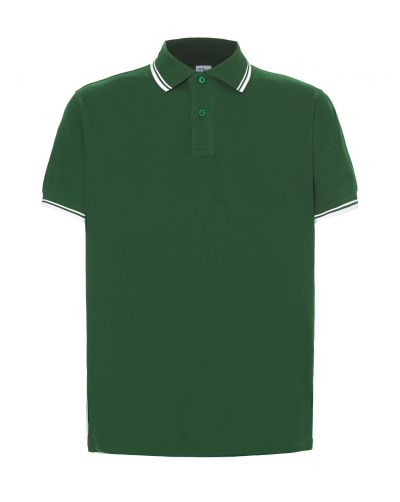 Polo męskie JHK PORA 210 CONTRAST BOTTLE GREEN / WHITE