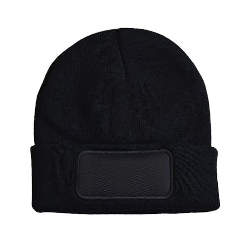 Czapka zimowa URBAN z naszywką - BLACK