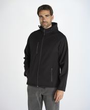 SOFTSHELL JACKET HOODED MAN - BLACK
