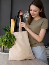 Torba bawełniana - NATURALNA Z CZARNYMI UCHWYTAMI