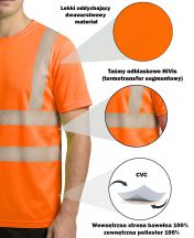 T-shirt ostrzegawczy NEOPLUS TSHV55 - ORANGE FLUOR