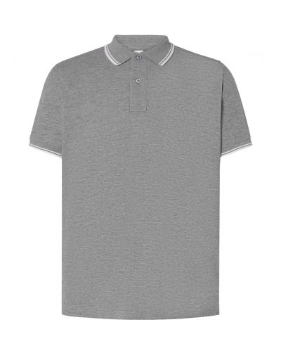 Polo męskie JHK PORA 210 CONTRAST GREY MELANGE / WHITE