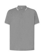 Polo męskie JHK PORA 210 CONTRAST GREY MELANGE / WHITE