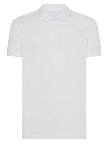 Polo męskie Ultrafit z elastanem BS202 - WHITE