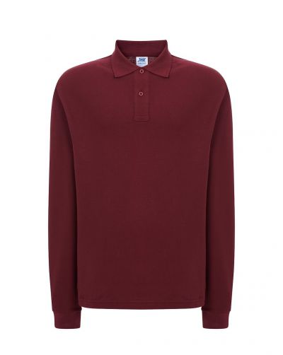 Polo męskie z długim rękawem JHK PORA 210 LS - BURGUNDY