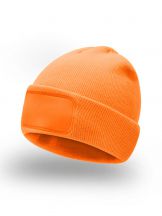 Czapka zimowa URBAN z naszywką - ORANGE FLUO