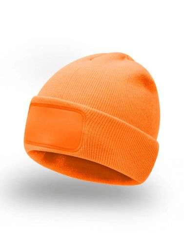Czapka zimowa URBAN z naszywką - ORANGE FLUO