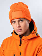 Czapka zimowa URBAN z naszywką - ORANGE FLUO