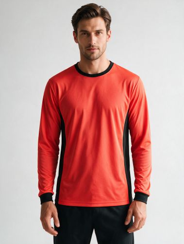 T-shirt z długim rękawem NEOPLUS Duo Contrast HV TS60LS - RED FLUOR / BLACK